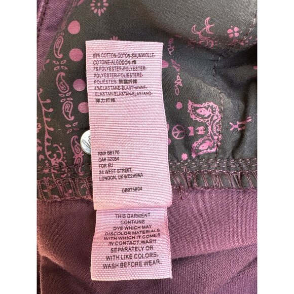 Free People CRVY High-Waisted Flared Bell-Bottom Jeans Lace-Up Back Plum Purple - Picture 11 of 13